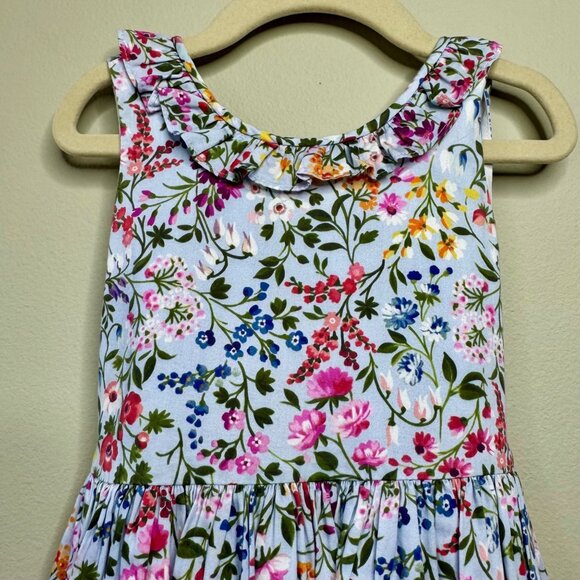 OSCAR DE LA RENTA Floral Dress Girls 5 Cotton Ruffle Neck Spring Summer Flowers - Picture 3 of 8